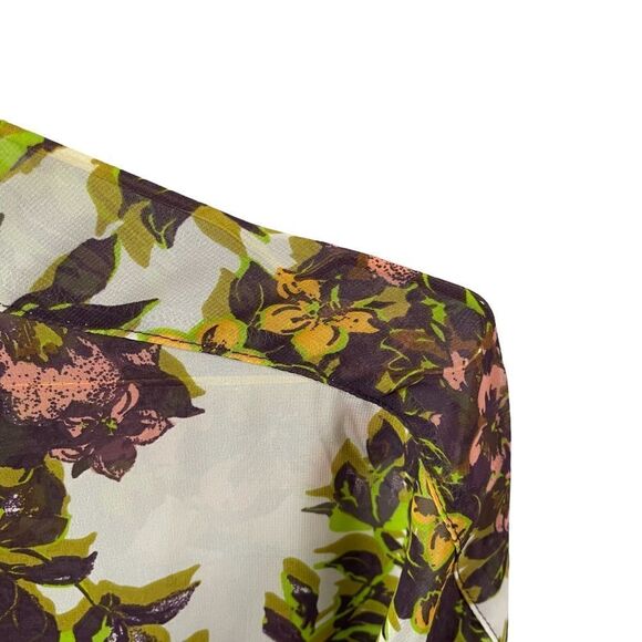 Topshop Sheer Floral Button Down Blouse  / Shirt  Size 4 - Picture 2 of 5